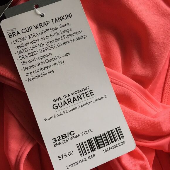 Athleta Coral Bra Cup Wrap Tankini Top 32B/C - Picture 2 of 8